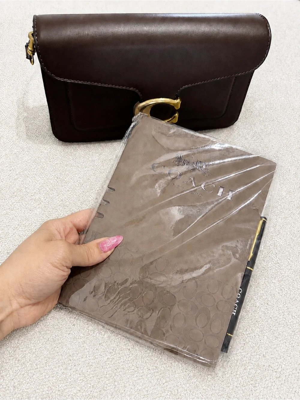 Coach Faux Suede Journal Notebook & Pen Set